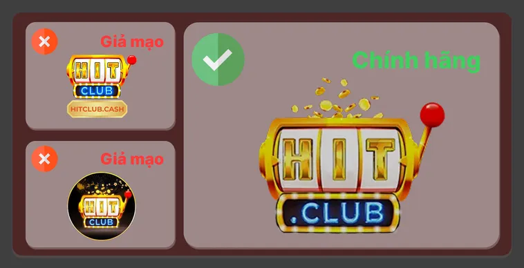 Trang chủ Hit.Club thật có giao diện gọn gàng, bố cục cân đối, còn trang giả Hit.Club thường lộn xộn và thiếu chi tiết.